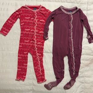 Kickee Pants Snap Pajamas/Footies Soft Stretchy One Pieces (set of 2)